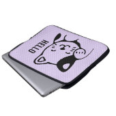 Niedliches Schwarz-Weiß-Katzenwellen Hallo Laptopschutzhülle (Vorne Knopf)