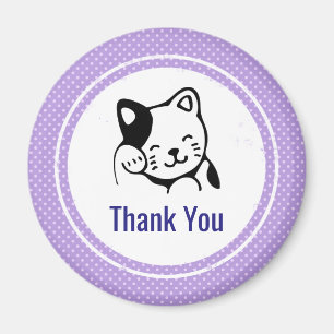 Niedliches Schwarz-Weiß-Katzenwellen Hallo Magnet