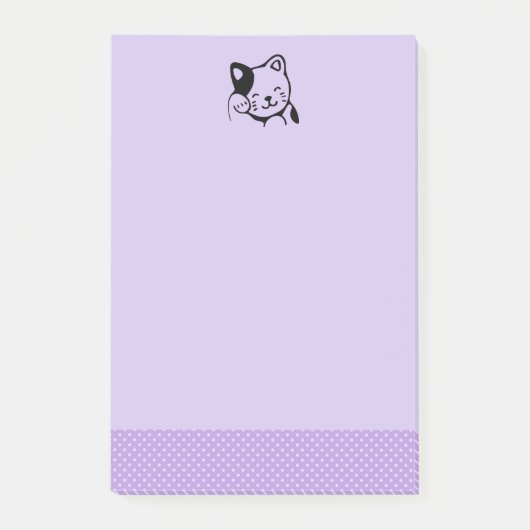 Niedliches Schwarz-Weiß-Katzenwellen Hallo Post-it Klebezettel (Vorderseite)