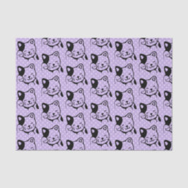 Niedliches Schwarz-Weiß-Katzenwellen Hallo Seidenpapier