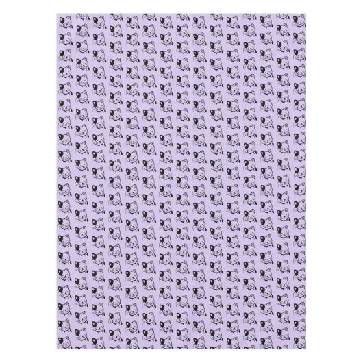 Niedliches Schwarz-Weiß-Katzenwellen Hallo Tischdecke (Vorderseite)