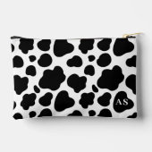 Niedliches Schwarz-Weiß-Kuh-Muster Mit Monogramm Zubehörtasche (Rückseite)