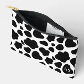 Niedliches Schwarz-Weiß-Kuh-Muster Mit Monogramm Zubehörtasche (Offen)