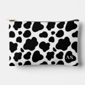 Niedliches Schwarz-Weiß-Kuh-Muster Mit Monogramm Zubehörtasche (Vorderseite)
