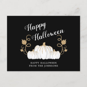 Niedliches Schwarz-Weiß-Kürbis-Halloween-Postkarte Postkarte