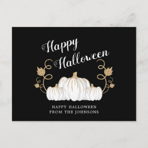 Niedliches Schwarz-Weiß-Kürbis-Halloween-Postkarte Postkarte