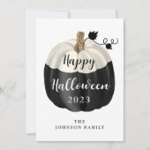 Niedliches Schwarz-Weiß-Kürbiskuchen glücklich Hal Karte (Vorderseite)