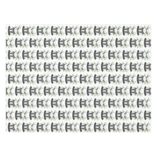 Niedliches Schwarz-Weiß-Panda im Bambusmuster Tischdecke (Vorderseite (Horizontal))