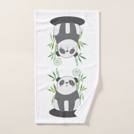 Niedliches Schwarz-Weiß-Panda in Bamboo Badhandtuch Set (Handtuch)