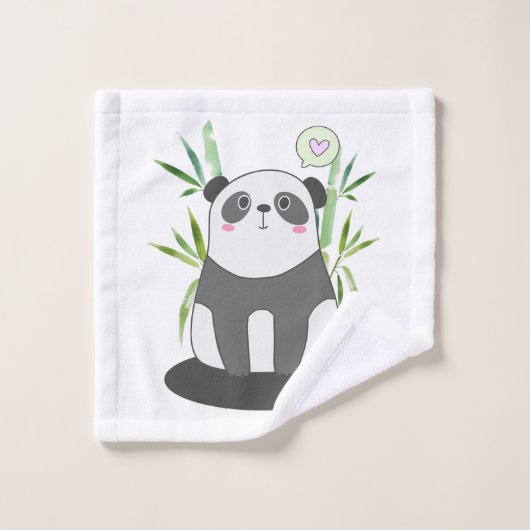 Niedliches Schwarz-Weiß-Panda in Bamboo Badhandtuch Set (Waschlappen)