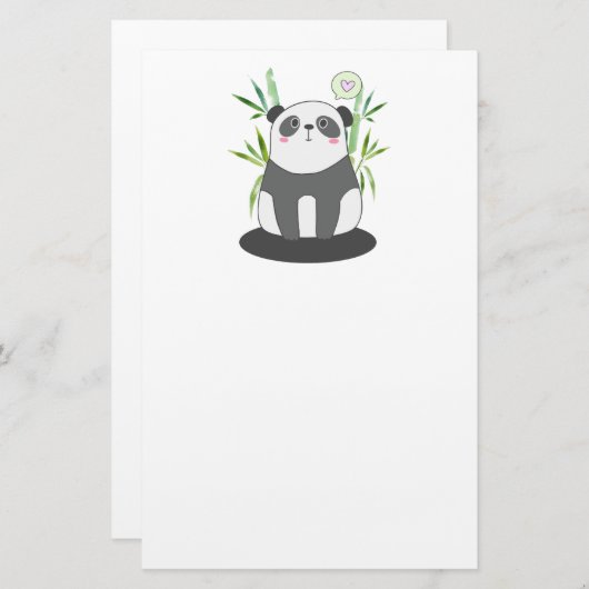 Niedliches Schwarz-Weiß-Panda in Bamboo Briefpapier (Vorne/Hinten)