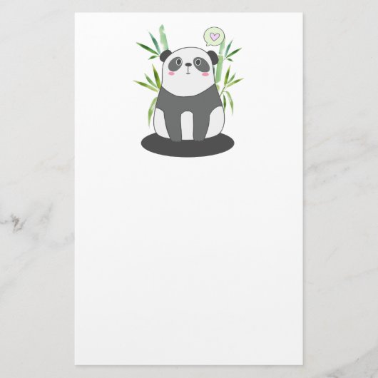 Niedliches Schwarz-Weiß-Panda in Bamboo Briefpapier (Vorderseite)