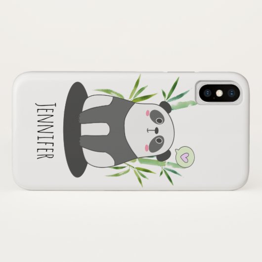Niedliches Schwarz-Weiß-Panda in Bamboo Case-Mate iPhone Hülle (Rückseite (Horizontal))