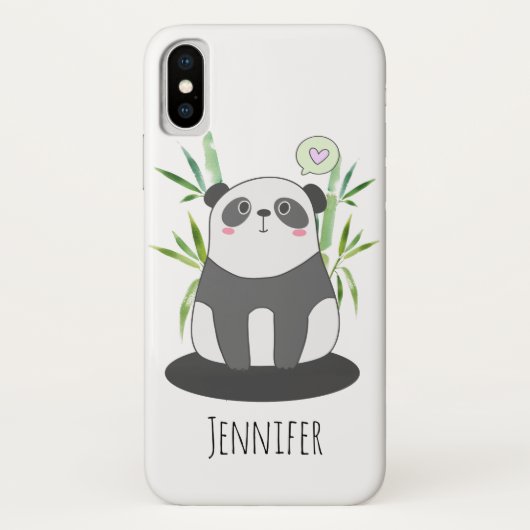Niedliches Schwarz-Weiß-Panda in Bamboo Case-Mate iPhone Hülle (Rückseite)