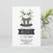 Niedliches Schwarz-Weiß-Panda in Bamboo Geburtstag Einladung (Stehend Vorderseite)