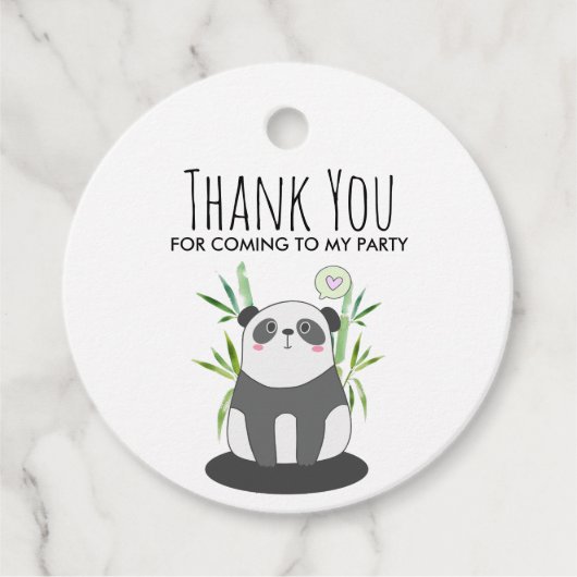 Niedliches Schwarz-Weiß-Panda in Bamboo Geschenkanhänger (Vorderseite)