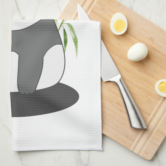 Niedliches Schwarz-Weiß-Panda in Bamboo Geschirrtuch (Viertel Falte)