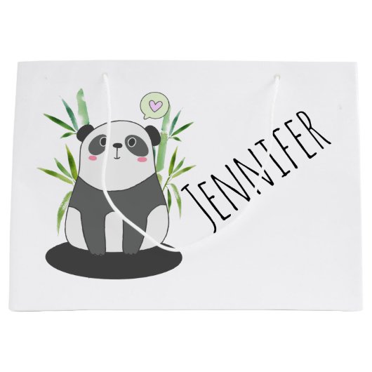 Niedliches Schwarz-Weiß-Panda in Bamboo Große Geschenktüte (Vorderseite)
