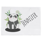 Niedliches Schwarz-Weiß-Panda in Bamboo Große Geschenktüte (Rückseite)