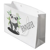 Niedliches Schwarz-Weiß-Panda in Bamboo Große Geschenktüte (Rückseite Schrägansicht)