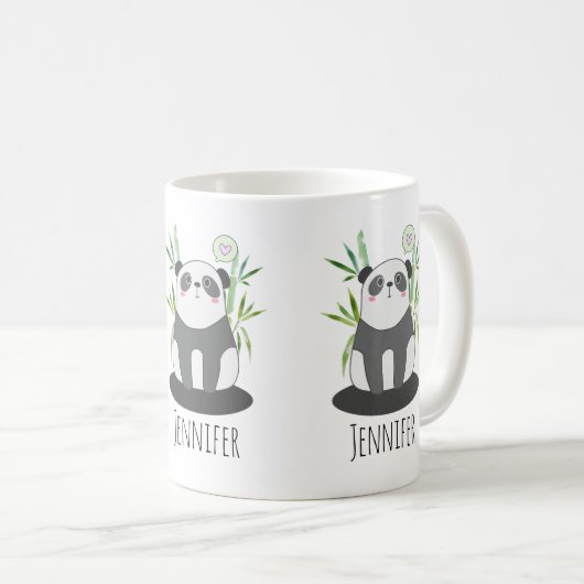 Niedliches Schwarz-Weiß-Panda in Bamboo Kaffeetasse (VorderseiteRechts)