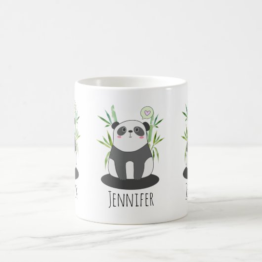 Niedliches Schwarz-Weiß-Panda in Bamboo Kaffeetasse (Mittel)