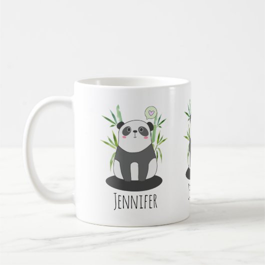 Niedliches Schwarz-Weiß-Panda in Bamboo Kaffeetasse (Links)