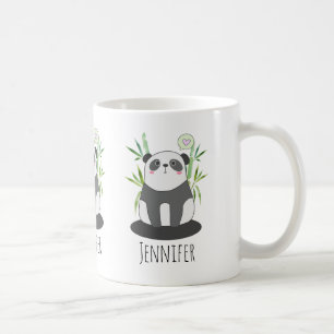 Niedliches Schwarz-Weiß-Panda in Bamboo Kaffeetasse