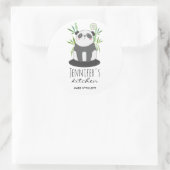 Niedliches Schwarz-Weiß-Panda in Bamboo Küche Runder Aufkleber (Tasche)