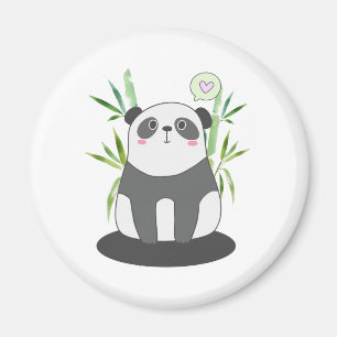 Niedliches Schwarz-Weiß-Panda in Bamboo Magnet