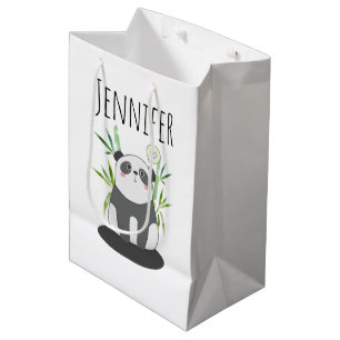 Niedliches Schwarz-Weiß-Panda in Bamboo Mittlere Geschenktüte