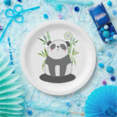 Niedliches Schwarz-Weiß-Panda in Bamboo Pappteller (Party)