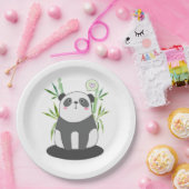 Niedliches Schwarz-Weiß-Panda in Bamboo Pappteller (Party)
