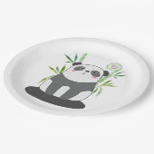 Niedliches Schwarz-Weiß-Panda in Bamboo Pappteller (Schrägansicht)