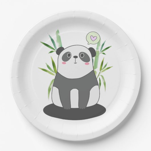 Niedliches Schwarz-Weiß-Panda in Bamboo Pappteller (Vorderseite)
