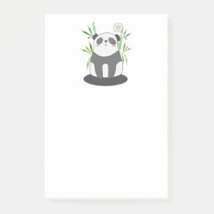 Niedliches Schwarz-Weiß-Panda in Bamboo Post-it Klebezettel