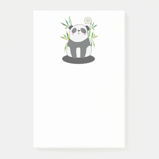 Niedliches Schwarz-Weiß-Panda in Bamboo Post-it Klebezettel (Vorderseite)