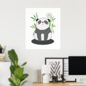 Niedliches Schwarz-Weiß-Panda in Bamboo Poster (Heimbüro)