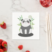 Niedliches Schwarz-Weiß-Panda in Bamboo Serviette (Beispiel)