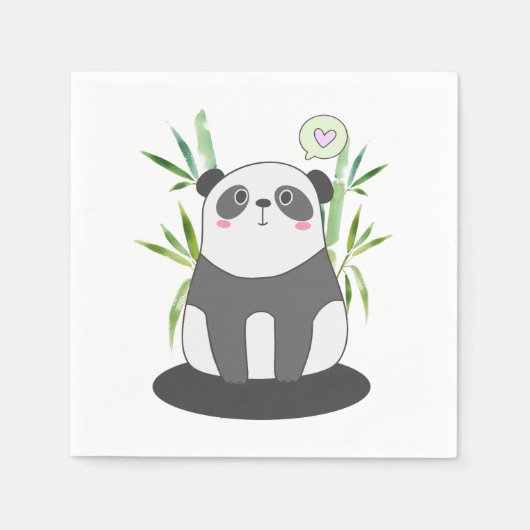 Niedliches Schwarz-Weiß-Panda in Bamboo Serviette (Vorderseite)