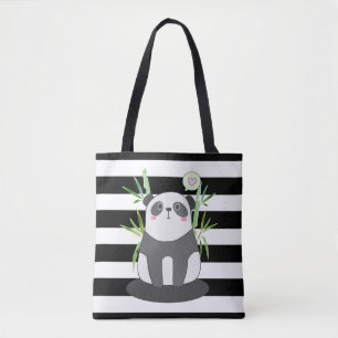 Niedliches Schwarz-Weiß-Panda in Bamboo Tasche