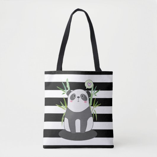 Niedliches Schwarz-Weiß-Panda in Bamboo Tasche (Vorderseite)