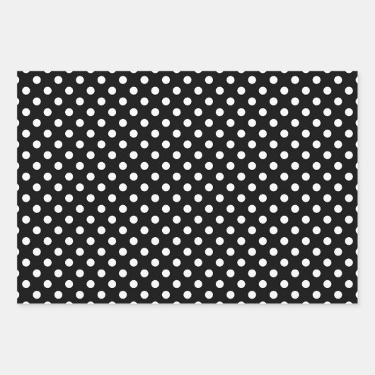 Niedliches Schwarz-Weiß-Polka-Punktmuster Geschenkpapier Set (Vorderseite 3)