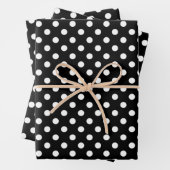 Niedliches Schwarz-Weiß-Polka-Punktmuster Geschenkpapier Set (Beispiel)