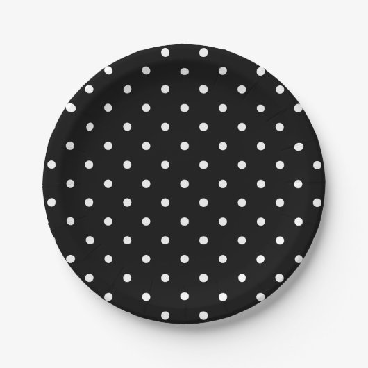 Niedliches Schwarz-Weiß-Polka-Punktmuster Pappteller (Vorderseite)