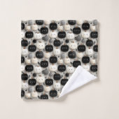 Niedliches Schwarz-Weiß-Pumpkin-Fallmuster Badhandtuch Set (Waschlappen)