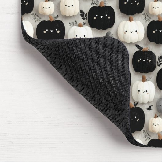 Niedliches Schwarz-Weiß-Pumpkin-Fallmuster Mousepad (Ecke)