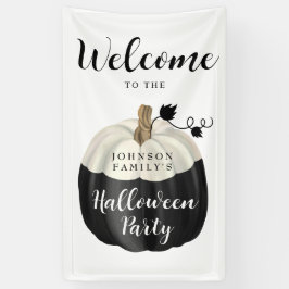 Niedliches Schwarz-Weiß-Pumpkin-Halloween-Party Wi Banner