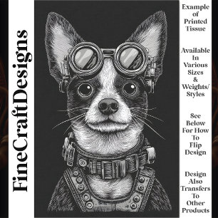 Niedliches Schwarz-Weiß-Steampton-Welpe T7 Entpack Seidenpapier