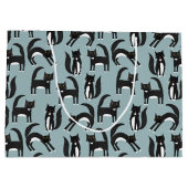 Niedliches Schwarz-Weiß-Tuxedo-Katzenmuster Große Geschenktüte (Rückseite)